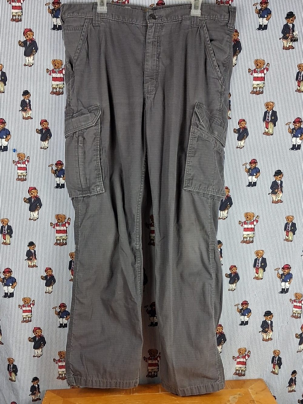 Men's Carhartt Relaxed Fit Grey Cargo Straight Leg Casual Workwear Pants 38/34